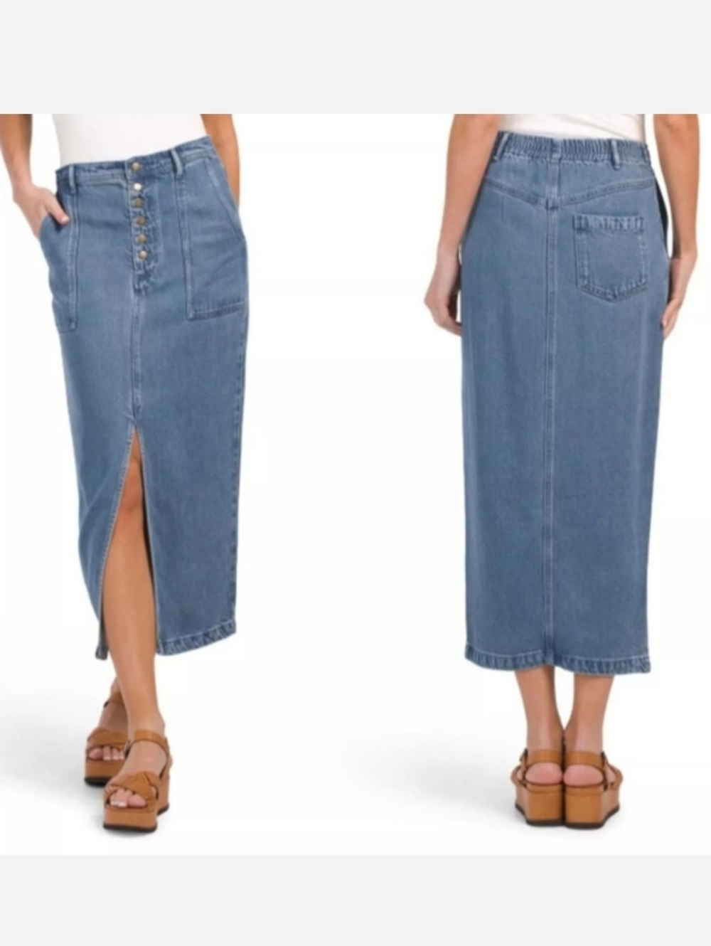 Young Fabulous and Broke Dara Denim Jean Midi Skirt size Medium
